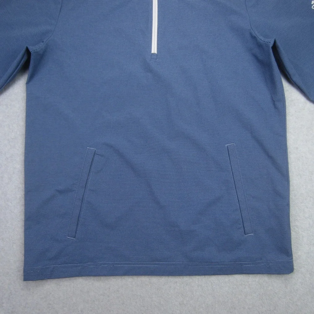 Adidas Windbreaker Mens Small‎ Blue Stripe 1/4 Zip Golf Performance Jacket